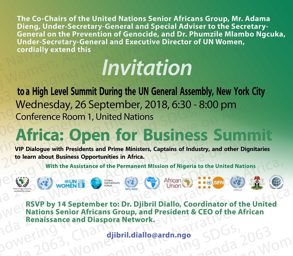 invitation africa open for business summit african renaissance general invitation